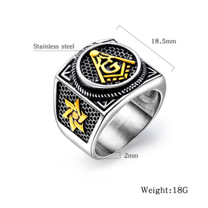Kunden spezifische Freimaurerei Ring Retro Edelstahl Freimaurer jüdischen Davidstern Ringe für <span class=keywords><strong>M</strong></span>änner <span class=keywords><strong>Masson</strong></span> - Product Image 6