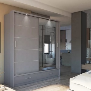 Armoire à Double portes moderne et populaire de haute qualité, Armoire de Style européen avec miroir de Dressing pour meubles de chambre à coucher - Product Image 3