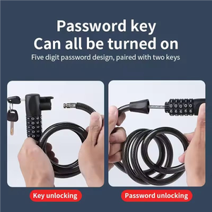 Candado de <span class=keywords><strong>Cable</strong></span> para Bicicleta de Alta Resistencia, 120 cm, Doble Desbloqueo con Llave y Combinación, Recubierto de PVC, Impermeable, Antirrobo - Product Image 5