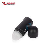 Flacon de déodorant roll-on personnalisé blanc et noir de 60 ml avec bille et couvercle en PP pour homme