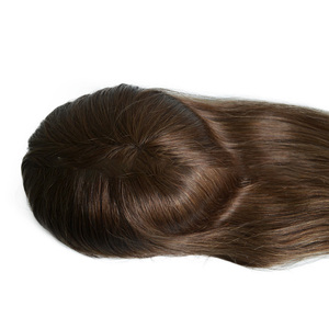 Peluca de cabello humano Remy <span class=keywords><strong>para</strong></span> mujer, tupé Q6 de color marrón claro de 20 pulgadas, <span class=keywords><strong>pelo</strong></span> Remy indio europeo <span class=keywords><strong>para</strong></span> mujer blanca - Product Image 4
