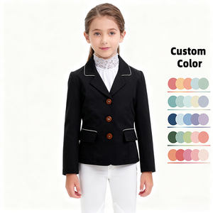 Chaqueta de Competición Ecuestre para Niños, Elástica en Cuatro Direcciones, con Franjas Blancas en Contraste, Ropa de Equitación, Chaqueta para Exhibición Ecuestre Infantil - Product Image 3