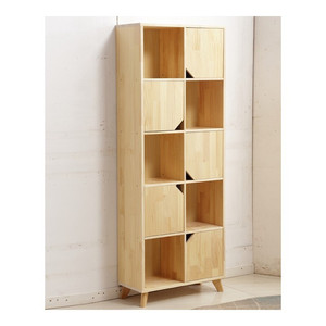 <b>Solid</b> <b>Wood</b> <b>Bookcase</b> Modular Grid Shelving Unit Minimalist Modern Floor Standing Storage Cabinet Home Office Student Use - Product Image 2