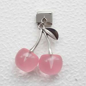 Pulsera Elástica DIY con Módulos Italianos, Colgante de Cereza y Piña, de Acero Inoxidable Dorado, con Dijes Clásicos Italianos, Éxito de Ventas Transfronterizo - Product Image 3