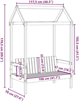 Bancs en bois modernes avec toit, sièges intérieurs/extérieurs pour salon/patio/jardin, design à lattes durable