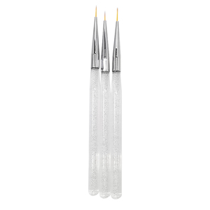 Kit de 20 pinceaux à ongles en acrylique, 14 cm, manche pailleté, poils en nylon, pour nail art, OEM, salon de beauté, manucure - Product Image 4