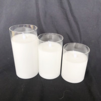 Bougies LED en verre blanc-Lampes de thé à batterie sans flamme avec minuterie, sans danger pour les enfants et les animaux domestiques-Décoration de la maison, Noël, Restaurant