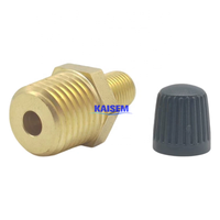 Valve de remplissage de réservoir d'air en laiton NPT 1/4 pouce, valve Schrader NPT 1/4 pouce pour réservoir sous pression avec capuchon en plastique à noyau intégré