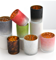 Porte-bougie en verre électroplaqué et peint par pulvérisation, porte-bougie en verre pour aromathérapie DIY, porte-bougie en verre vide motif ciel étoilé
