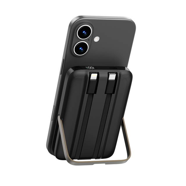 WiWU Portable Power Bank 10000mah Semi-solid Power Station with Wireless Charging Magnetic Foldable Stand Dual Cable Fast Charge