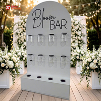 Backdrop Pernikahan Bloom Bar, Stasiun Bunga Kustom dengan Lubang Vas, Dinding Bunga Melengkung untuk Bridal Shower & Dekorasi Acara