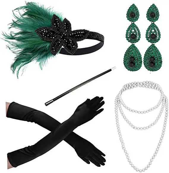 1920's Cosplay Flapper Halloween Charleston Kostuum 1920S Gatsby Accessoires Roze Naakt Hoofddeksel Great Gatsby Veer Headband20