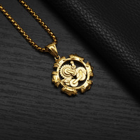 Collier pendentif crâne en acier inoxydable style punk vintage, tendance hip-hop personnalisé pour homme MGXL482