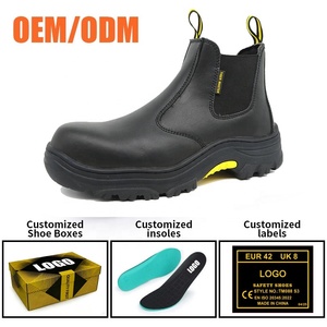 รองเท้าเซฟตี้หนังสีดำสำหรับอุตสาหกรรมน้ำมัน <span class=keywords><strong>แก๊ส</strong></span> และเหมืองแร่ พื้นยางกันลื่น ป้องกันการเจาะทะลุ หัวรองเท้าคอมโพสิต ไม่มีเชือกผูก - Product Image 4