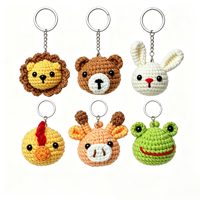 Porte-clés animaux mignons faits main au crochet : Lion, Mini Amigurumi, Poulet, Grenouille, Ours, Lapin – Breloques de sac en tricot, poupées en fil
