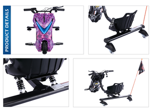 Tricycle électrique à dérive 250W Roue moteur de 8 pouces Haut-parleur Bluetooth Voiture à pédales pour enfants Jouet populaire <span class=keywords><strong>Scooter</strong></span> à dérive pour enfants - Product Image 2