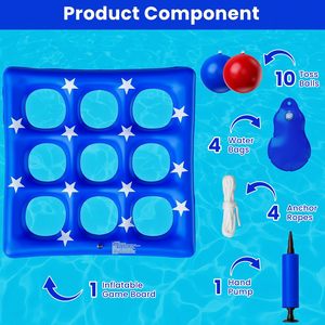 Blue Star Pattern <b>Inflatable</b> 9-Hole Pool Toss <b>Game</b> with Red & Blue Balls - Product Image 6
