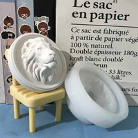 Moule en silicone pour décorations murales en béton apparent, tête de lion, cadre photo, moule suspendu, plâtre, tête de lion ronde