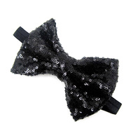 Bandeau élastique doux de 4 pouces avec nœud à paillettes scintillantes, style européen et américain, pour nourrissons, nouveau-nés et tout-petits