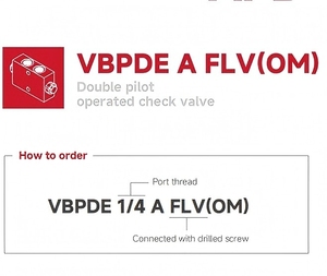 VBPDE ein FLV (OM) Doppelpilot-Rückschlag ventil Hydraulik schloss 350bar ISO9001 - Product Image 3