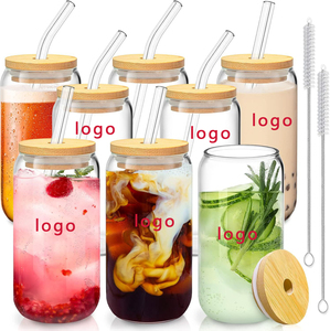 Vaso de <span class=keywords><strong>Cerveza</strong></span> con Forma de Lata, con Tapa de Bambú y Pajita, Vasos Personalizados con Logotipo, Vasos de <span class=keywords><strong>Cerveza</strong></span> de 16 oz - Product Image 1