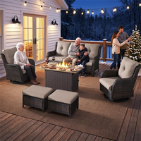 Ensemble de meubles de patio en osier, ensemble de conversation en rotin d'extérieur, chaises pivotantes et à bascule pour jardin et terrasse
