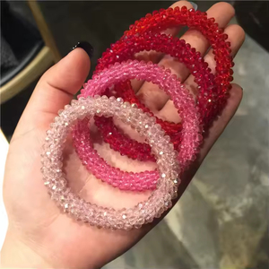 Venta caliente a granel Rhinestone Crystal Hair Tie Glitter Elástico Hair Band y trenzas Pulseras con cuentas Tipo Directo de los fabricantes - Product Image 2