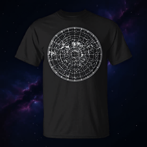T-shirt avec diagramme vintage de la carte des étoiles, plan du ciel nocturne, plan du espace - Product Image 3