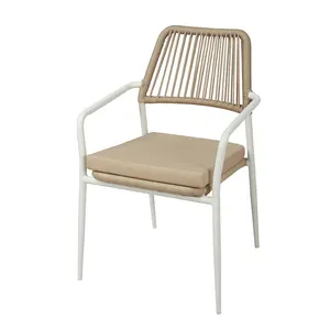 Factory supplier outdoor dining chair stackable aluminum rope garden chair