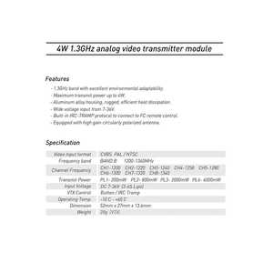 Accessoires de drone FPV haute puissance PFLY 4W/4000mw 1.2/1.3G VTX Transmission d'image à aile fixe Simulation de pièces d'aviation Argent 40g - Product Image 5