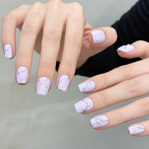 Diseño #3049 Gel acrílico de alta calidad Nail Art hecho a mano 10 piezas Extra corto ataúd Prensa en <span class=keywords><strong>uñas</strong></span> <span class=keywords><strong>mate</strong></span> púrpura <span class=keywords><strong>uñas</strong></span> artificiales - Product Image 2