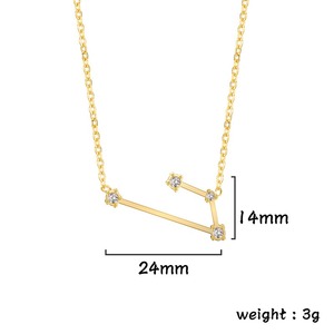 In acciaio inossidabile placcato oro 18K strass astrologia 12 oroscopo segno collana zodiacale regali di compleanno per donne ragazze - Product Image 2