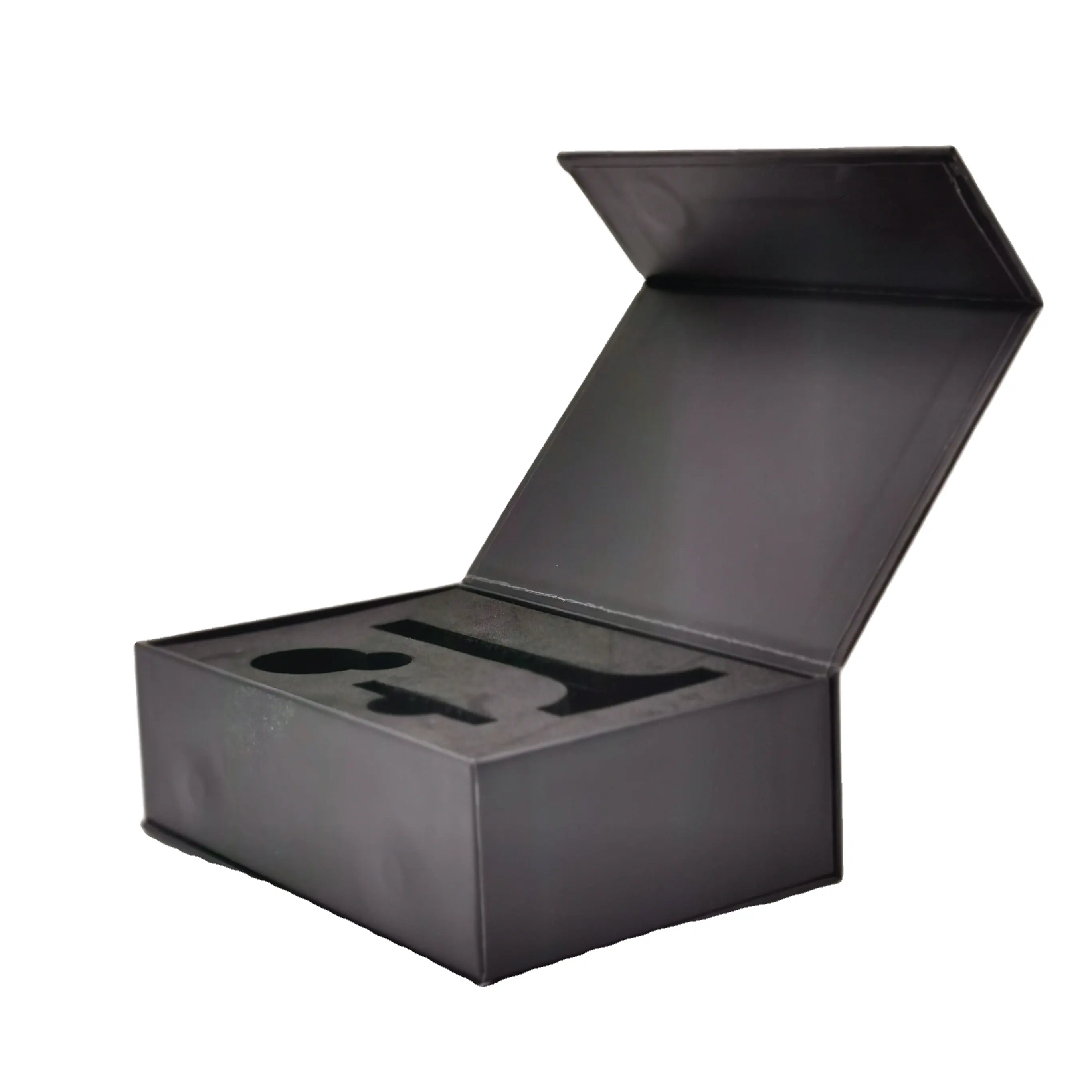फोम डालने के साथ कस्टम मैग्नेटिक क्लोजर ब्लैक बुक शेप कार्डबोर्ड केयर किट पैकेजिंग गिफ्ट बॉक्स