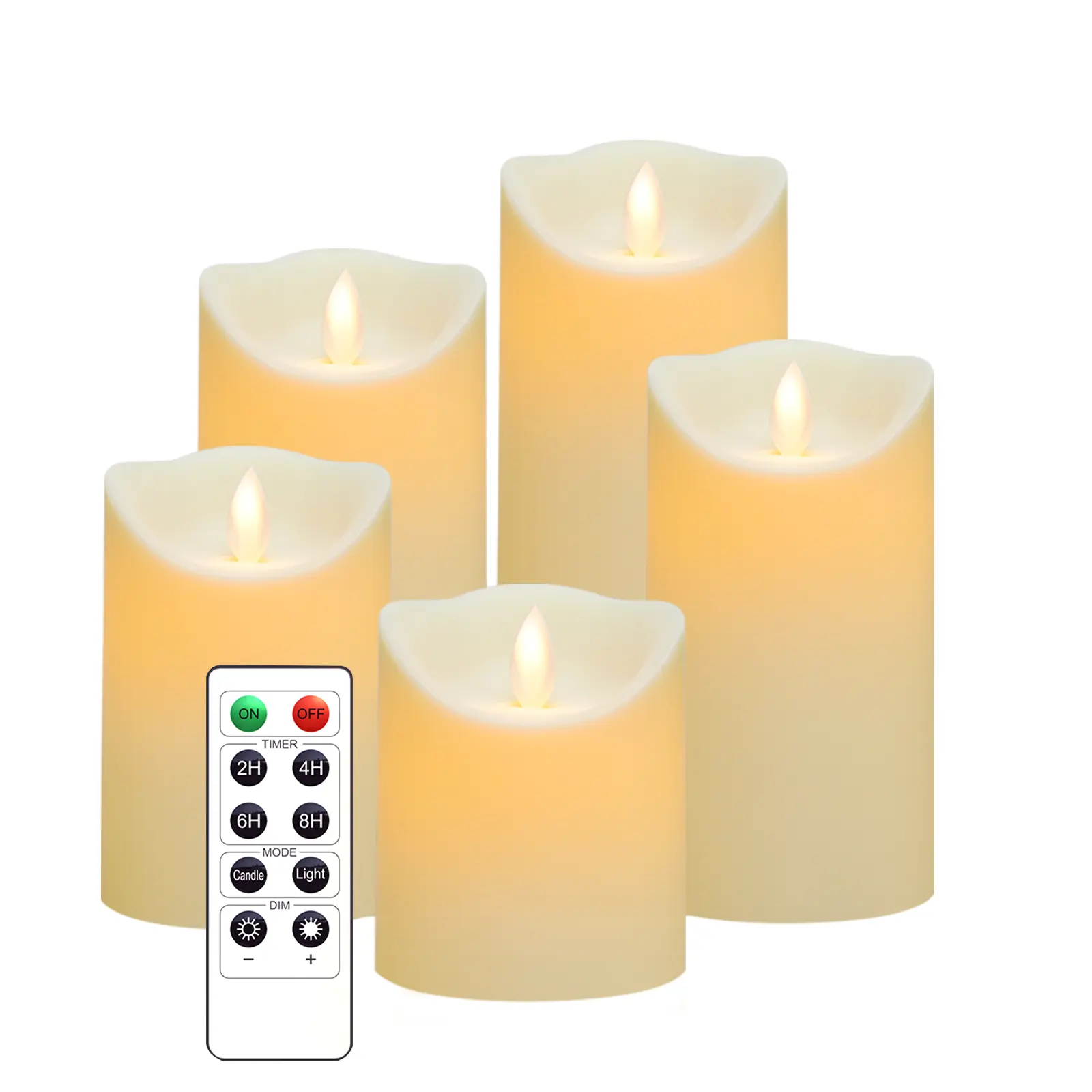 Texture simulation environmental plastic candles with swing wick flameless candles intelligent remote control electronic candle