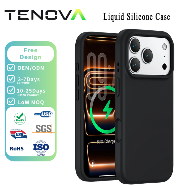 TENOVA Factory Solid Color Liquid Silicone Case iPhone 17 16 15 Pro Max Shockproof Anti-Scratch Wireless Charge S OEM