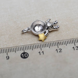 Accesorio de Plata S925 Hecho a Mano, Soporte Vacío para Perlas de 8-9 mm, Colgante de Astronauta, Serie Espacial, 4876 - Product Image 4