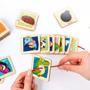 Puzzle <span class=keywords><strong>di</strong></span> Abbinamento Animali con Ombra CPC CE EN71, Gioco Educativo Montessori in Legno con Lacci per Bambini - Product Image 4