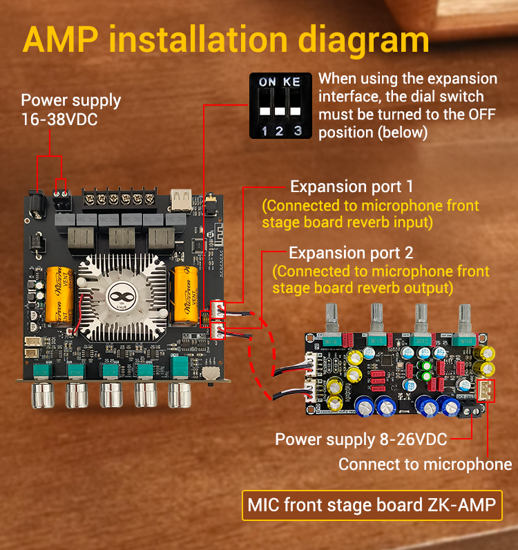 WUZHI ZK-AS21 2G BT Audio Amplifier Module 2.1 Channel TPA3255
