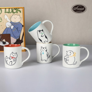 Tasse à <span class=keywords><strong>café</strong></span> en céramique personnalisée SWT, motif animaux mignons (chat et chien), idéale pour les enfants, cadeau d'entreprise promotionnel - Product Image 3