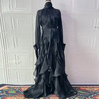 Robe longue élégante pour femmes WIWT, col haut, manches longues, volants, fluide, décontractée, pour les fêtes, tenue quotidienne, vêtements pour femmes