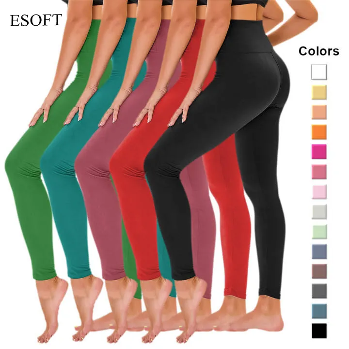 Leggings ESOFT In poliestere Spandex Logo personalizzato all'ingrosso Leggings traspiranti per correre allenamento 2024 In stock di moda OEM ODM LOGO