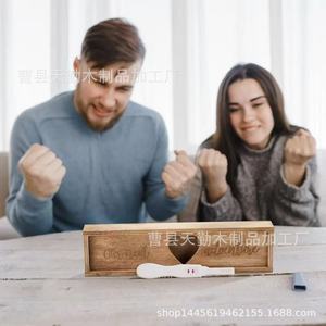 Boîte cadeau en bois pour test de grossesse avec couvercle coulissant, un cadeau commémoratif de grossesse pour les parents et le bébé, une boîte en bois surprise. - Product Image 2
