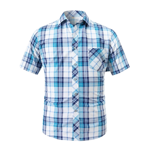 เสื้อเชิ้ตแขนสั้นผู้ชายลายสก็อต ปกคอพับได้ ผ้ากันยับ ระบายอากาศดี ย้อมเส้นด้าย สไตล์ลำลอง น้ำหนักเบา สำหรับฤดูร้อน - Product Image 1