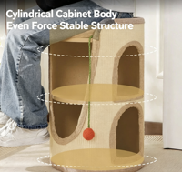 Arbre à chat compact et durable pour intérieur, avec lit pour chat, griffoir en sisal résistant à l'usure, sans litière, utilisable toute l'année, double couche, type tonneau