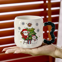Cadeau de Noël créatif classique dessin animé père noël tasse en céramique avec cuillère pour cadeaux commerce extérieur Souvenir