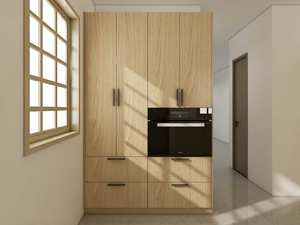 Armoire de rangement de cuisine personnalisée avec plan de travail en marbre, structure en bois massif, fonction imperméable pour la cuisine et la buanderie - Product Image 5