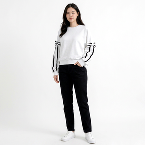 Sweat-shirt à capuche surdimensionné en coton 100% de luxe, style streetwear, broderie, logo personnalisé en relief, pour femmes - Product Image 3