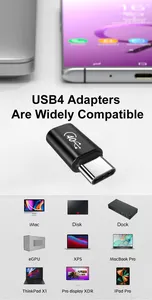 USB4.0 סוג C מתאם USB C נקבה לסוג C זכר מתאם ממיר תמיכה במתאם 48V 5A PD טעינה מהירה 8K60Hz אודיו וידאו