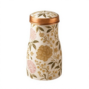 Luxury Floral Pattern Copper <b>Water</b> <b>Bottle</b> with Lid Eco-Friendly <b>BPA</b> <b>Free</b> Portable Travel Drinkware - Product Image 1