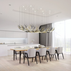 Decorazione moderna forcella per albero in vetro per hall Hotel con luce pendente personalizzata grande progetto lampadario a LED - Product Image 6